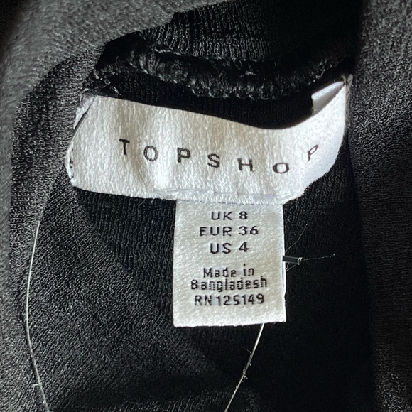 NWT Women’s Topshop Mock Neck Top Black Sheer Long Sleeve Tee Lined Blouse Top - Picture 5 of 7